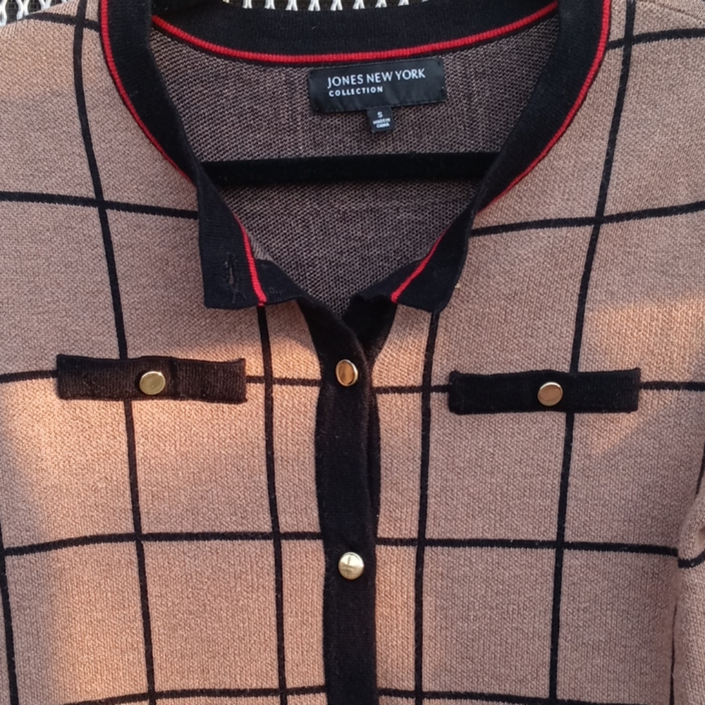 Jones New York Sweater Size Sa k and Tan - Picture 3 of 5
